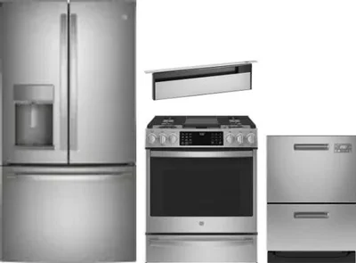 4 Piece Package Includes Refrigerator, Range, Hood And Dishwasher